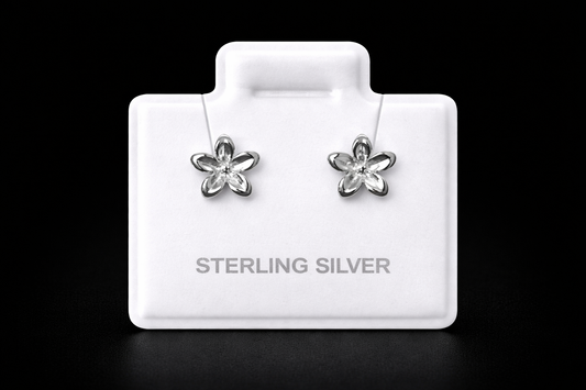 Aretes flor plata #1556