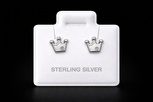Aretes corona plata #1550